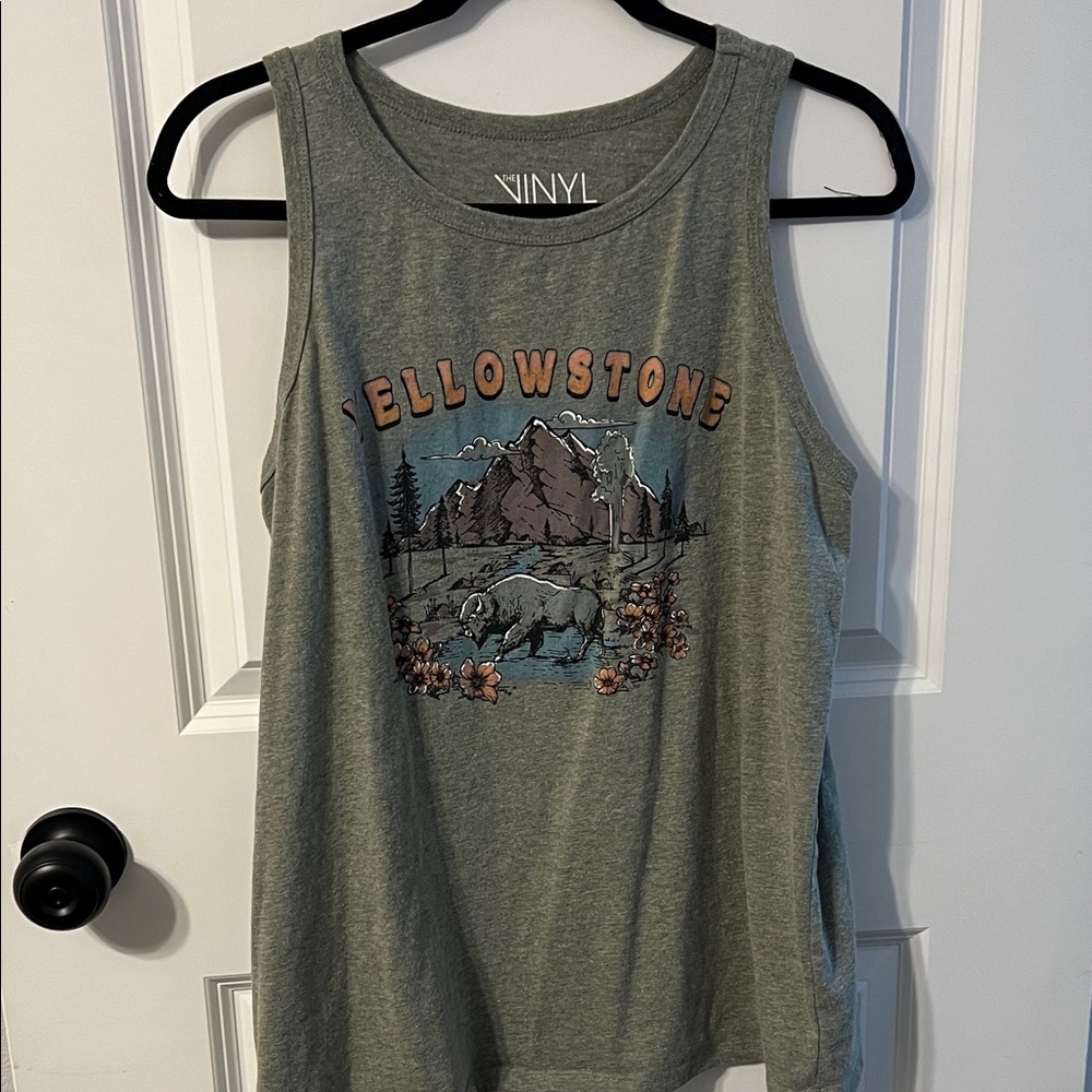 Yellowstone Graphic Tank Top - Olive Green